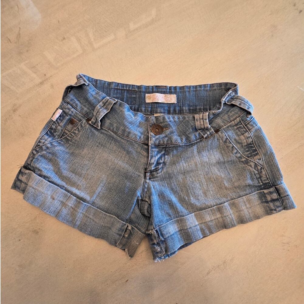 VTG Y2K Low Rise Cuffed Hem Micro Denim Shorts SZ 1 2000s